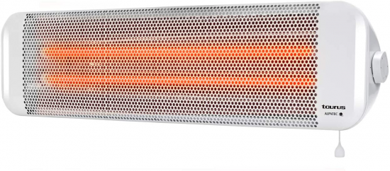 Calefactor infrarrojos Taurus BAGNO 2Q, 1200W, 2 potencias, para baño, silencioso, cuarzo, ref. 930646000, blanco